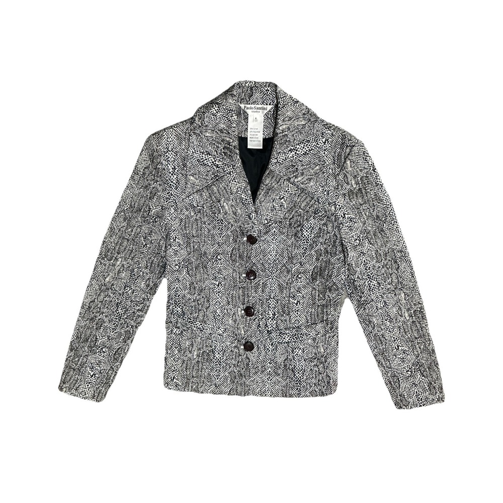 Paolo Santini Studio Snakeskin Print Suit Blazer Pants Womens Size 6 Stretch - Picture 10 of 15